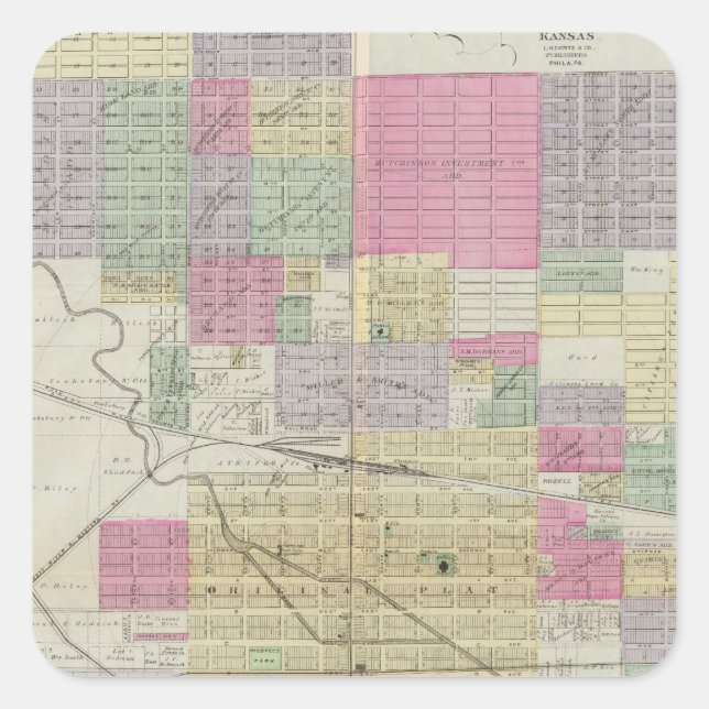 Stadt Hutchinson, Landkreis Reno, Kansas Quadratischer Aufkleber (Vorderseite)
