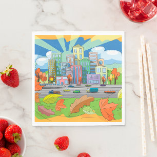 Stadt im Herbst Serviette