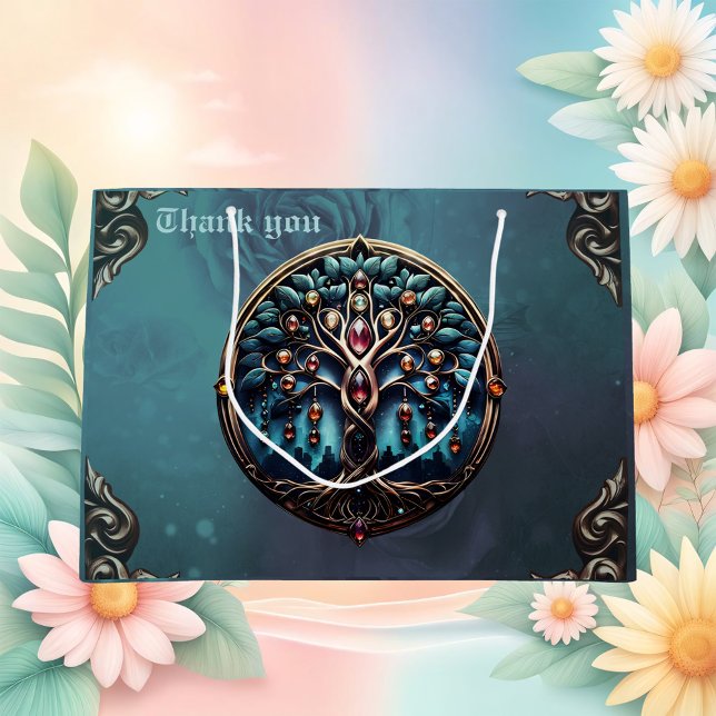 Stadt im Schatten des luxuriösen Baumes des Lebens Große Geschenktüte (Von Creator hochgeladen)