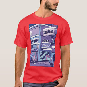 Stadt im schneebedeckten Winter-Gebäude T-Shirt