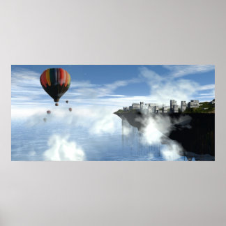 Stadt in den Wolken Abstrakt drucken Poster