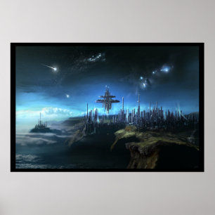 Stadt in den Wolken Poster