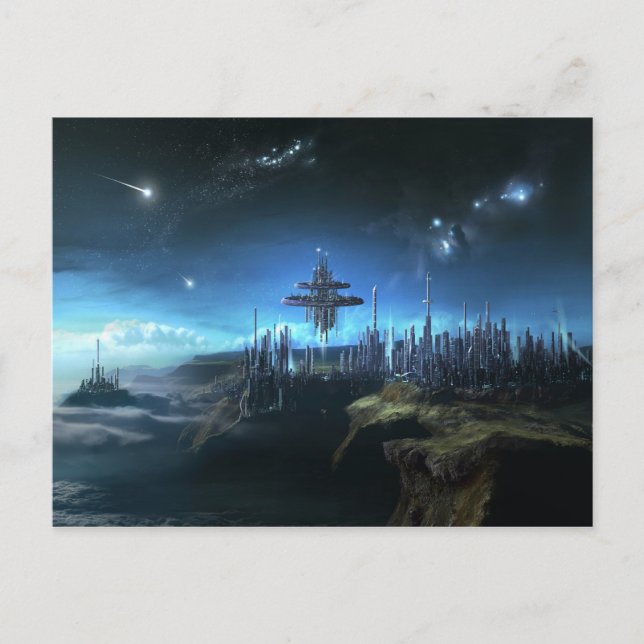 Stadt in den Wolken Postkarte (Vorderseite)