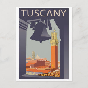 Stadt in der Toskana, Italien. Blick aus dem Kirch Postkarte