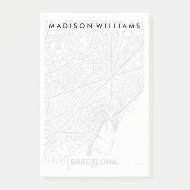 Stadt-Karte Barcelonas, Spanien | Post-it Klebezettel (Vorderseite)