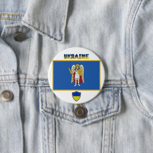 Stadt Kiew und ukrainische Flagge Button