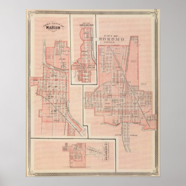 Stadt Kokomo, Howard Co mit Marion Poster (Vorne)