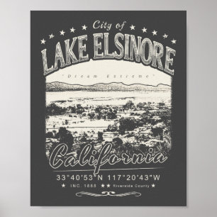 STADT LAKE ELSINORE KALIFORNIEN VINTAGE POSTER