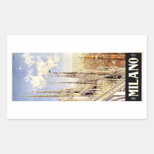 Stadt Mailand Italienischer Reiseplakat 1920 Rechteckiger Aufkleber
