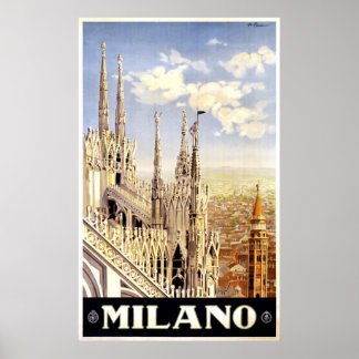 Stadt Mailand Italienisches Reiseplakat 1920 Poster