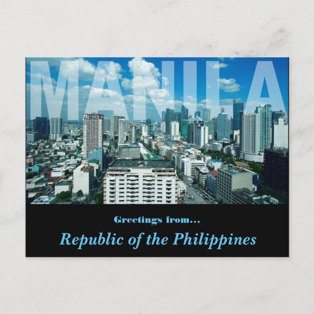 Stadt Manila Republik der philippinischen Entwürfe Postkarte (Vorderseite)