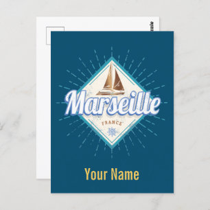 Stadt Marseille Frankreich Retroschiff Vintag Postkarte