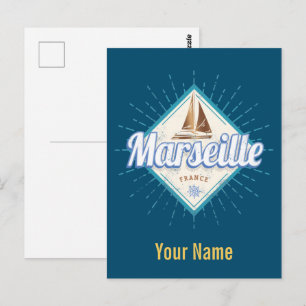 Stadt Marseille Frankreich Retroschiff Vintag Postkarte