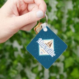 Stadt Marseille Frankreich Retroschiff Vintag Schlüsselanhänger