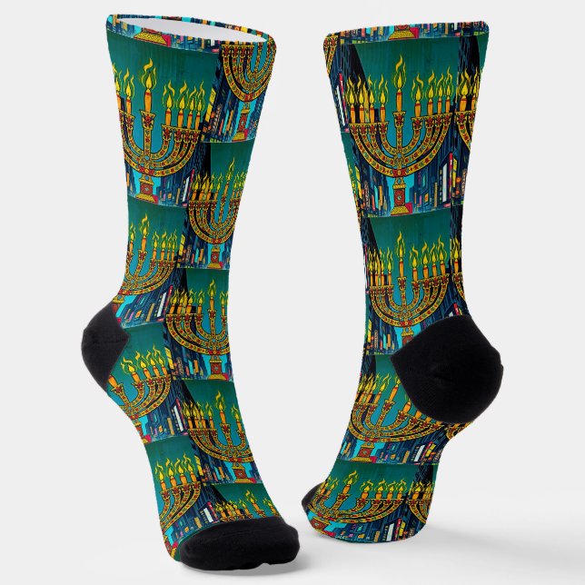 Stadt Menorah Socken (Gewinkelt)
