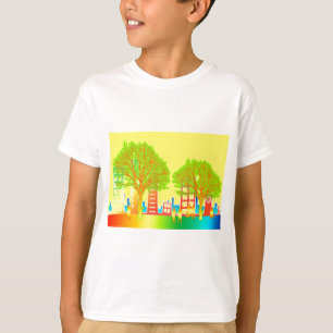 Stadt Menschen Regenbogen Bunt Schicksal T-Shirt