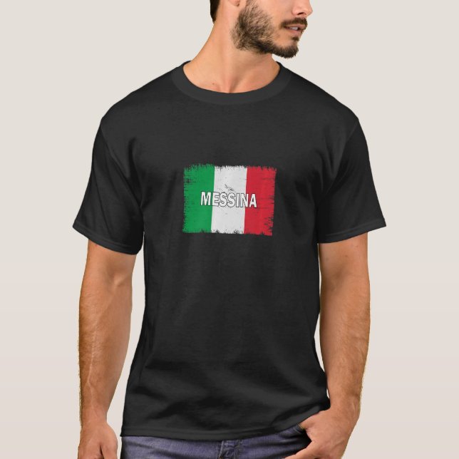 Stadt Messina Italien mit italienischer Flagge T-Shirt (Vorderseite)