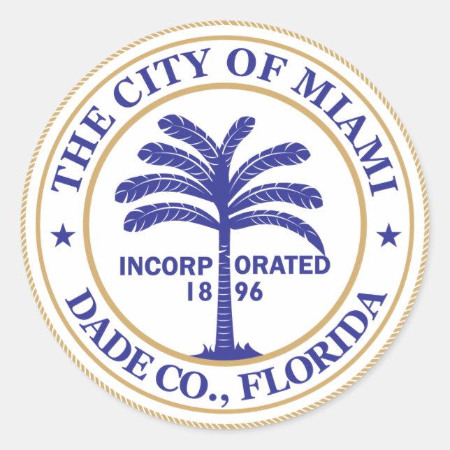 Stadt Miami Siegel Runder Aufkleber (Vorderseite)