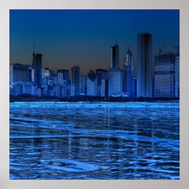 Stadt mit breiten Schultern und See Michigan Poster (Vorne)