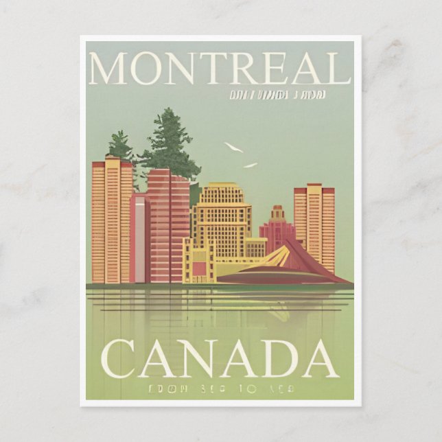 Stadt Montreal Kanada Vintage Tourismusillustrieru Postkarte (Vorderseite)