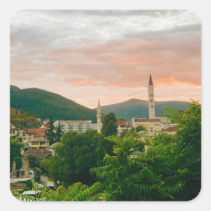 Stadt Mostar - Bosnien und Herzegowina Quadratischer Aufkleber