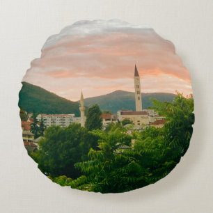 Stadt Mostar - Bosnien und Herzegowina Rundes Kissen