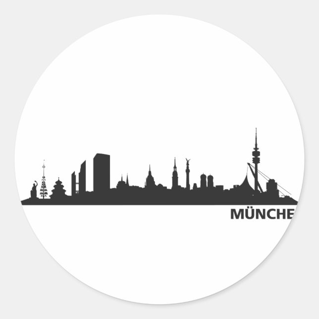 Stadt München - Skyline 1c Runder Aufkleber (Vorderseite)