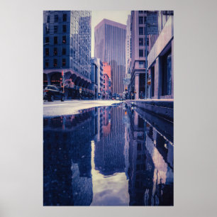 Stadt nach dem Regen Poster