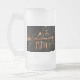 Stadt-NachtGebäude-Schicksal Chicagos Illinois Mattglas Bierglas