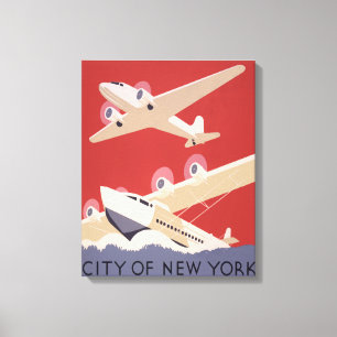 Stadt New York Vintages WPA - Poster für Flugzeu Leinwanddruck