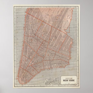 Stadt NY Atlas Karte Poster