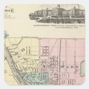 Stadt Oshkosh, Landkreis der Winnebago Co Quadratischer Aufkleber