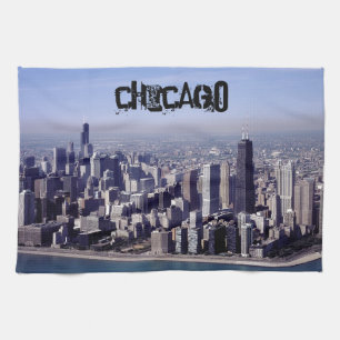 Stadt-Park-Gebäude-Schicksal Chicagos Illinois win Geschirrtuch