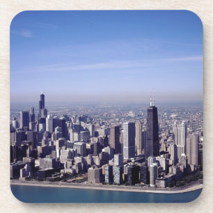 Stadt-Park-Gebäude-Schicksal Chicagos Illinois win Getränkeuntersetzer