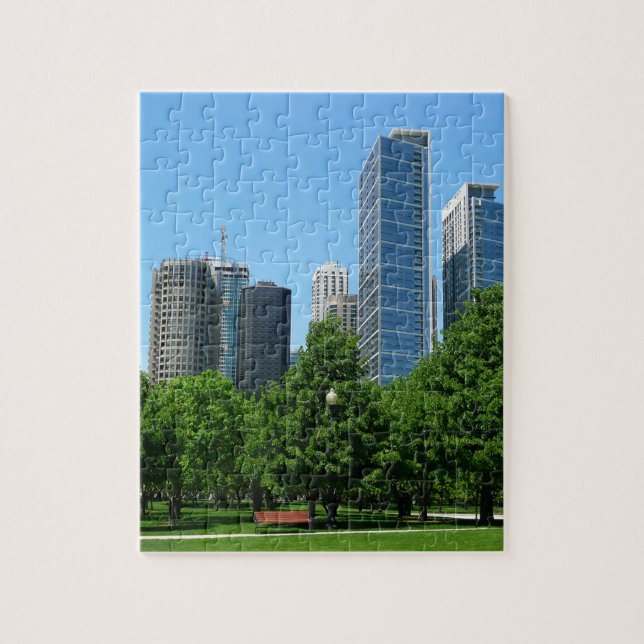 Stadt-Park-Gebäude-Schicksal Chicagos Illinois win Puzzle (Vertikal)