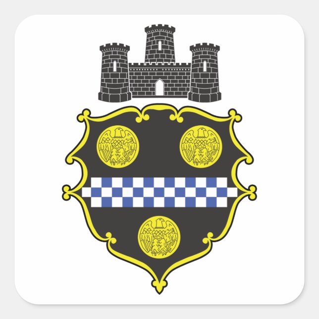Stadt Pittsburgh Siegel Quadratischer Aufkleber (Vorderseite)