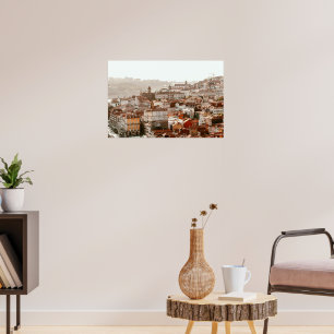 Stadt Porto während des Sonnenuntergangs Poster