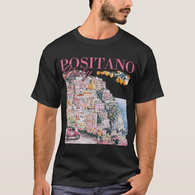 Stadt Positano Lemon aus Amalfi Küste Italien T-Shirt (Vorderseite)