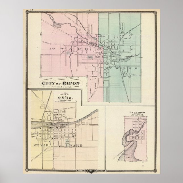 Stadt Ripon, Dorf Omro, Dartford Poster (Vorne)