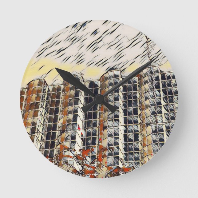 Stadt Runde Wanduhr (Vorderseite)