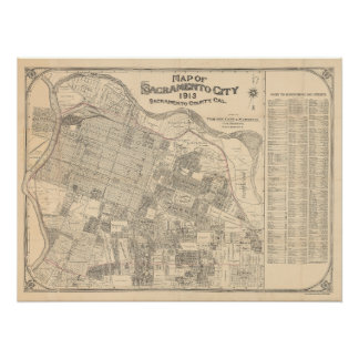 Stadt Sacramento Karte - 1913 Poster