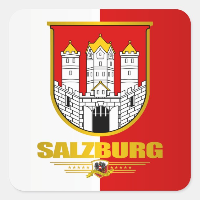 Stadt Salzburg Quadratischer Aufkleber (Vorderseite)