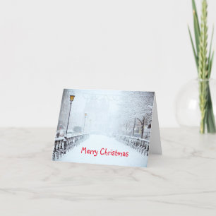 Stadt Schnee Frohe Weihnachten Grußkarte
