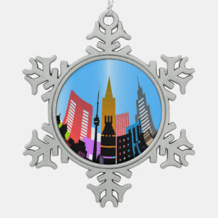 STADT SCHNEEFLOCKEN Zinn-Ornament