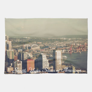 Stadt Seattle. Aussicht vom Turm der Stadt. Horizo Handtuch