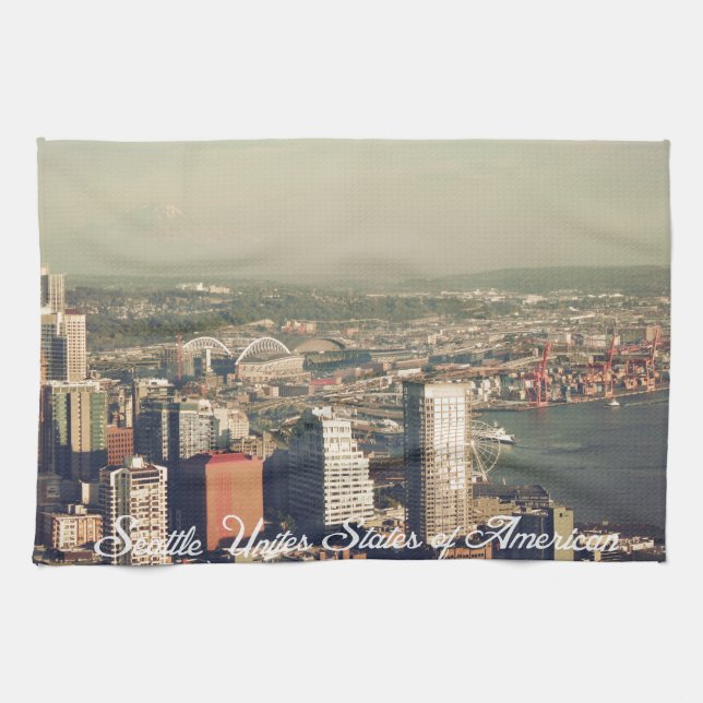 Stadt Seattle. Aussicht vom Turm der Stadt. Horizo Handtuch (Horizontal)