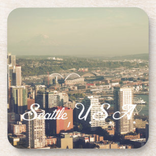 Stadt Seattle. Aussicht vom Turm der Stadt. Horizo Untersetzer
