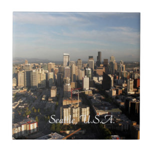 Stadt Seattle. Blick vom Stadtturm. Landschaft Fliese