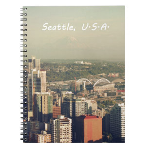 Stadt Seattle. Blick vom Stadtturm. Landschaft Notizblock