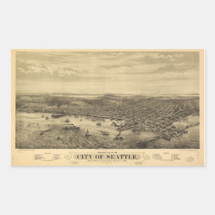 Stadt Seattle Puget Sound Washington Karte (1878) Rechteckiger Aufkleber